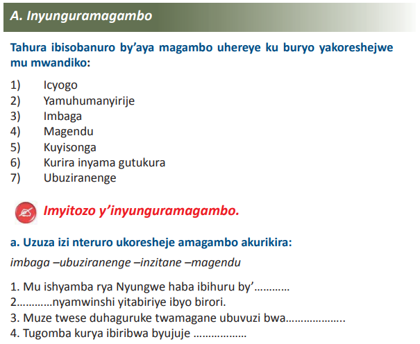 Course: Kinyarwanda, Topic: UMUTWE WA KABIRI: ITERAMBERE